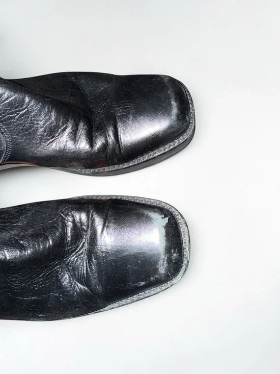 Jil Sander Black Leather Square Toe Platform Ankle Boots 39 - Picture 3 of 9